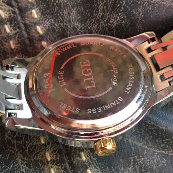 LIGE 1853 dream watch 42mm blue burst dial day date wristwatch NWOT - Picture 7 of 10